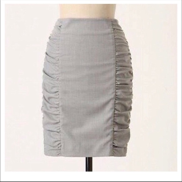 Anthropology Cartonnier Acting Out Rouched Pencil Skirt Gray 6 - Picture 1 of 12